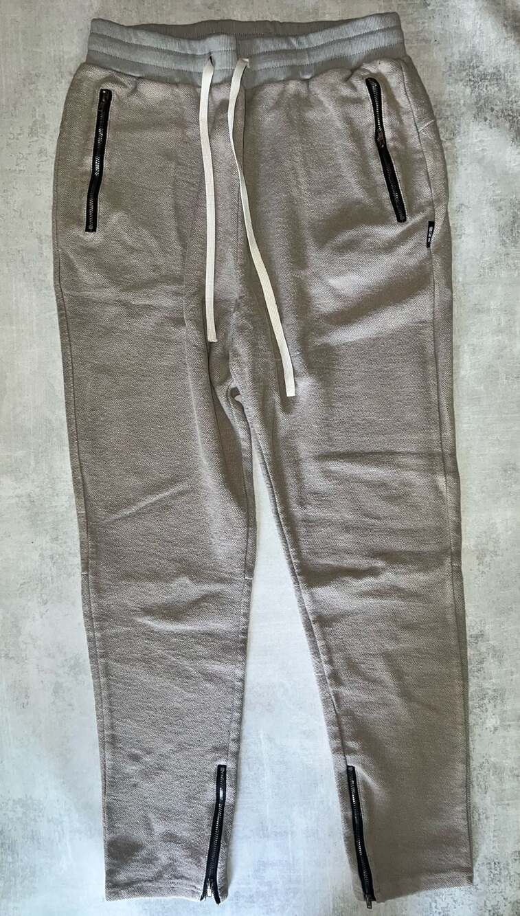 Size Up Apparel Gray Jogger Sweatpants with Zipper Pockets and Ankle Zippers Siz